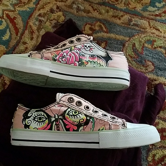 Ed Hardy Shoes - Ed Hardy tennis shoes butterfly lady pirate sz 5